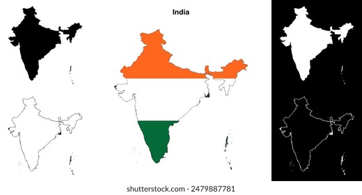 Conjunto de mapas esquemáticos en blanco de India