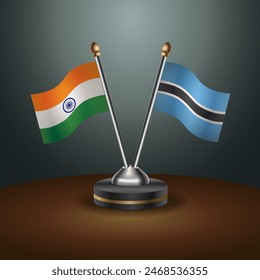 India and Botswana table flags relation with gradient backgrund. Vector Illustration