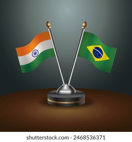 India and Brazil table flags relation with gradient backgrund. Vector Illustration