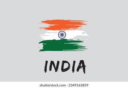 India brush painted national country flag Painted texture white background National day or Independence day design for celebration Vector illustration