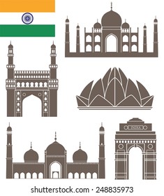 India building logo. Isolated India buildings on white background