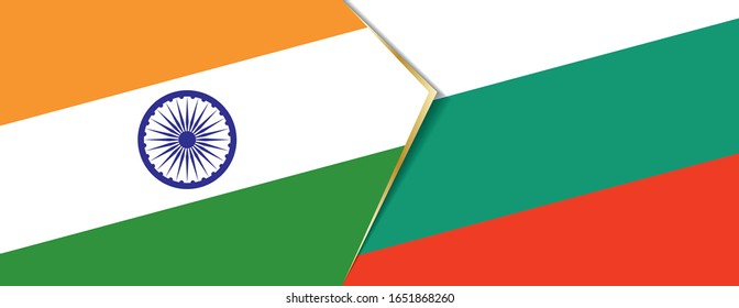 Indien und Bulgarien Flaggen, zwei Vektorillustrationen Flaggen Symbol für Beziehung oder Konfrontation.