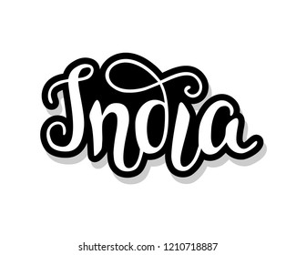 India calligraphy template text for your design illustration concept. Handwritten lettering title vector words on white isolated 