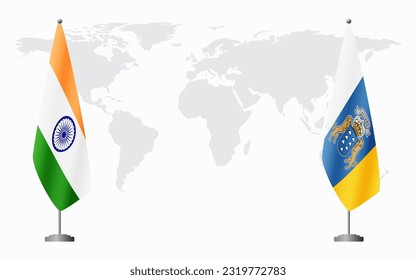India and Canary Islands flags for official meeting against background of world map.