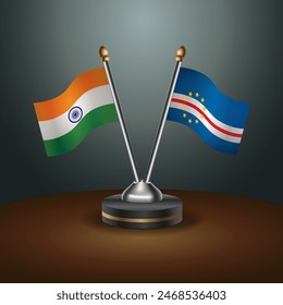 India and Cape Verde table flags relation with gradient backgrund. Vector Illustration