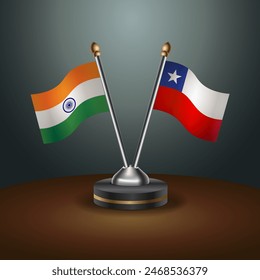 India and Chile table flags relation with gradient backgrund. Vector Illustration