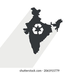 Icono de mapa de china de India con signo de reciclaje.
