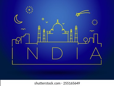 India City Line Silhouette Typographic Design