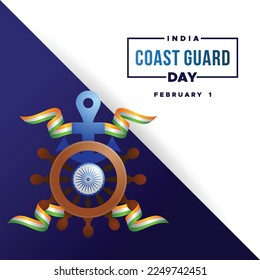 India Coast Guard Day Design Illustration