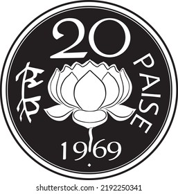 india coin 20 cent handmade vector design