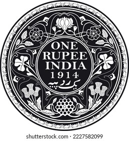 india coin one rupee year 1914 vector design svg