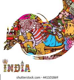 India Collage  art card with text