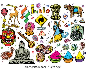 India Collection Colorful 2 (EPS10 Vector doodles)