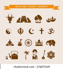 India - collection of icons and elements. Vector illustrations