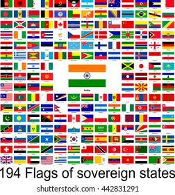 India, collection of vector images of flags of the world