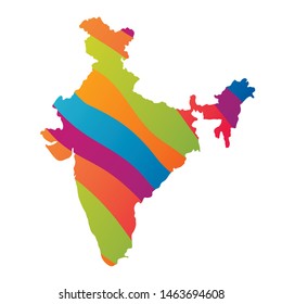India colorful vector map silhouette