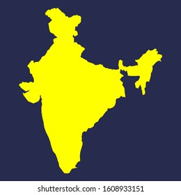 India  colorful vector map silhouette