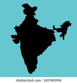 Silueta colorida del mapa vectorial de la India