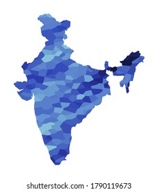 India colorful vector map silhouette