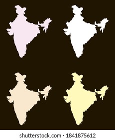 India colorful vector map silhouette