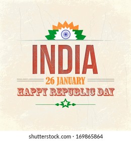 India Concept Republic Day Celebration Card, Background, Badges Vector Template