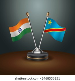 India and Congo table flags relation with gradient backgrund. Vector Illustration