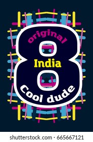 india cool dude,t-shirt print poster vector illustration