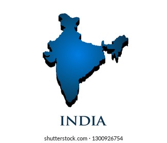 India Country 3D Map. Vector Illustration
