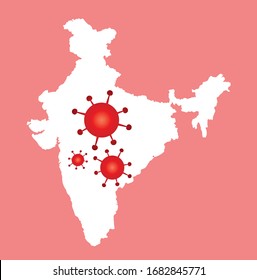 India country is affected due to the outbreak of Coronavirus. Vector illustration.