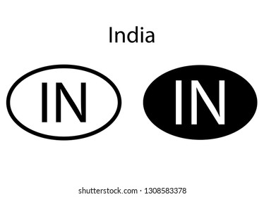 	India country code icon.  Iso code country domain name.  IN   - 	India abbreviated. vector