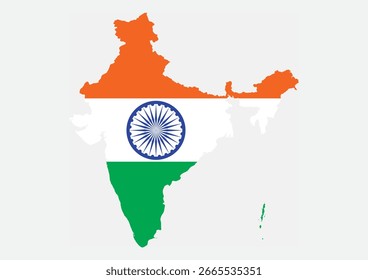 Bandera de país de la India dentro del mapa Imagen de Vector