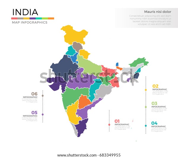 India Country Map Infographic Colored Vector Stock Vector (Royalty Free ...