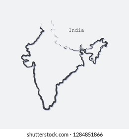 India country map line shape. Brush style. Vector illustration
