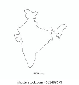 India country map outline vector