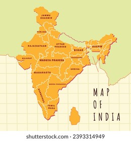 India Country Map Vector flat Illustration