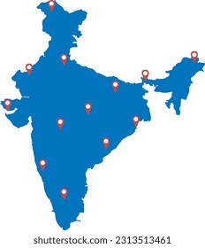 Ilustración del vector del mapa de país de la India