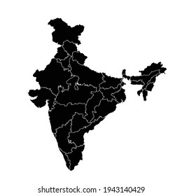 Mapa vectorial de la India con zonas regionales