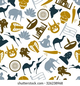 india country theme symbols icons pattern eps10