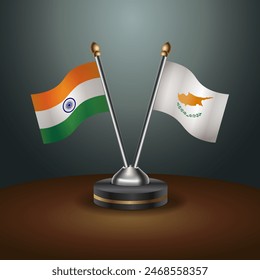 India and Cyprus table flags relation with gradient backgrund. Vector Illustration