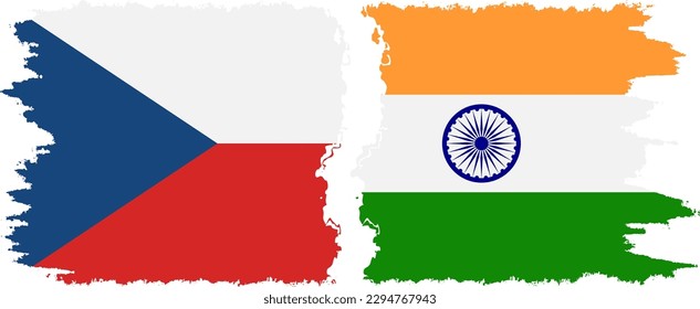 India and Czech Republic grunge flags connection, vector