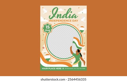 India Day Flyer. India National day vector illustration template for web, banner, flyer, poster.