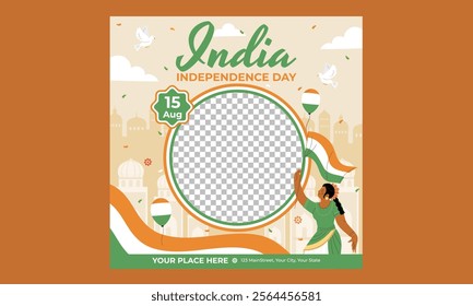 India Day Socials Media. India National day vector illustration template for web, banner, flyer, poster.