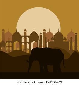 India design over white landscape background, vector illustration