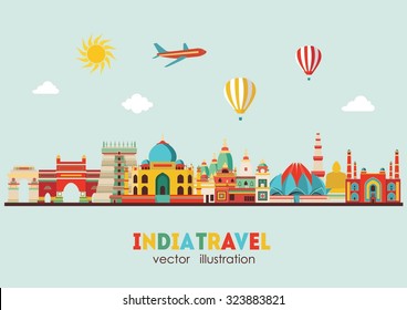 India detailed skyline. Vector illustration