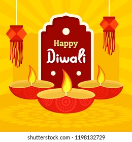 India divali festival concept background. Flat illustration of india divali festival vector concept background for web design