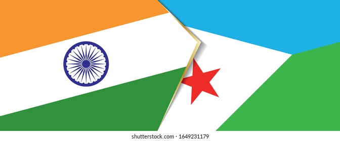 India and Djibouti flags, two vector flags symbol of relationship or confrontation.