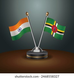 India and Dominica table flags relation with gradient backgrund. Vector Illustration