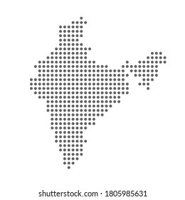 india dot map. indian vector dotted chart. modern infographic grey silhouette on white background 