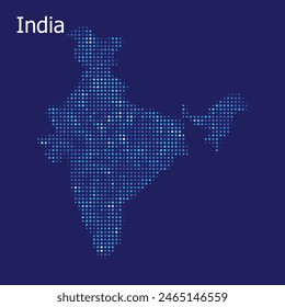 india dotted map blue bg