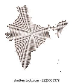 India dotted map. Digital style shape of India. Tech icon of the country with gradiented dots. Creative vector illustration.